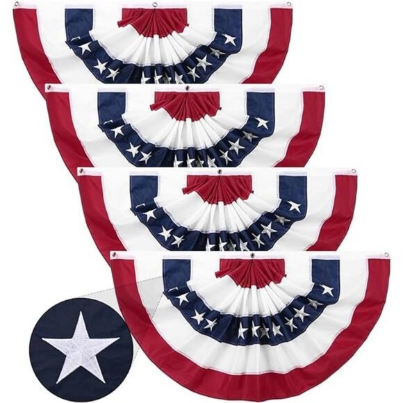 American Fan Bunting 2 x 4 Ft American Pleated Fan Flag,...